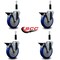 Service Caster 5'' Blue Poly Swivel 7/8'' Expanding Stem Caster Set with Brake, 4PK SCC-EX20S514-PPUB-BLUE-PLB-78-4 - alternate 3